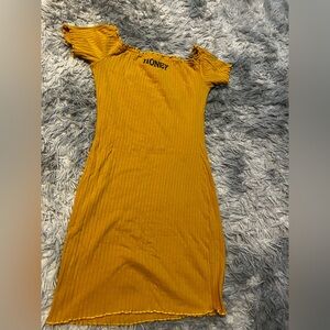 Mustard Yellow Ribbed Dress